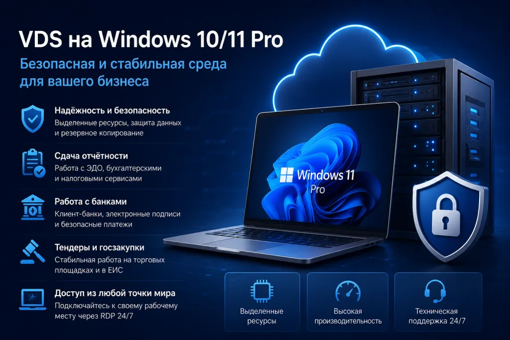 Отдельный VDS с Windows для сдачи отчётности каждой компании